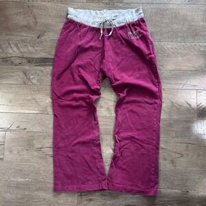 Y2K Women's LEI Fleece Lounge Sweatpants Gray Waistband Wide Leg Sz Large